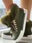 Christmas Plush Plain Casual Winter Cotton-Padded Suede Flat Heel Slip On Classic Boots