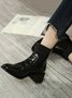 Croc-embossed Patent Leather Paneled Slip On Boots