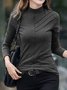 Turtleneck Daily Regular Fit Tunic Plain Casual Jersey Long Sleeve T-Shirt
