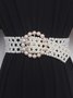 Elegant Braided Imitation Pearl Wide Belt Dress Decorative Waist Belt