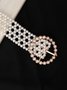 Elegant Braided Imitation Pearl Wide Belt Dress Decorative Waist Belt