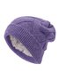 Women Casual Thicken Warm Lined Knitted Beanie Hat