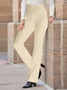 Daily Casual Plain Zipper Commuting Fashion H-Line Long Straight Pants