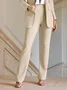 Daily Casual Plain Zipper Commuting Fashion H-Line Long Straight Pants