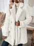 Winter Thicken Fluff/Granular Fleece Fabric Plain Casual Lapel Collar Long Sleeve Mid-long Teddy Jacket