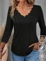 Casual Cotton-Blend Loose V Neck T-Shirt