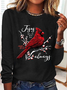 Matthew 28:20 Jesus Will Be With You Always Print Crew Neck Bird Simple Cotton-Blend Long Sleeve Shirt