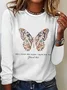 Women's Casual Jeremiah 29 11 For I Know the Plans I Have For You Print Cotton-Blend Crew Neck Butterfly Long Sleeve Shirt