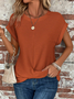 Crew Neck Cross Hem Casual Plain Loose T-Shirt