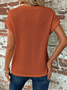 Crew Neck Cross Hem Casual Plain Loose T-Shirt