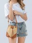 Handmade Straw Bags Vacation Color-block Shoulder Bag with Ethnic Cross-body Strap