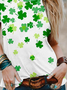 Loose Crew Neck Casual Four-Leaf Clover T-Shirt