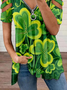 St. Patrick's Day Loose Casual Zipper T-Shirt