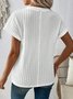 Notched Plain Casual Knitted Buckle T-Shirt