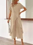 Casual Cotton And Linen Plain Loose Two-Piece Set