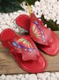 Casual Butterfly Pu Summer Slide Sandals