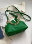 Casual Woven Metal Clutch Chain Handbag with Crossbody Strap