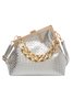 Casual Woven Metal Clutch Chain Handbag with Crossbody Strap