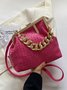 Casual Woven Metal Clutch Chain Handbag with Crossbody Strap