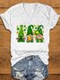 Four-Leaf Clover Loose Cotton-Blend Casual T-Shirt