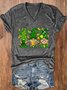 Four-Leaf Clover Loose Cotton-Blend Casual T-Shirt