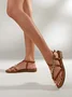 Metal Leaf Decor Vacation Thong Sandals