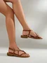 Metal Leaf Decor Vacation Thong Sandals