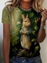 Plus Size Casual Rabbit Loose T-Shirt