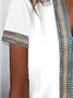 Plain Casual V Neck Lace Edge T-Shirt