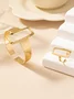 2pcs/set Minimalist Geometric Irregular Hollow Out Square Bangle And Ring Combination