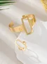 2pcs/set Minimalist Geometric Irregular Hollow Out Square Bangle And Ring Combination