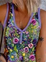 Casual Floral Buckle Loose Tank Top