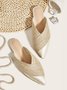 Color-block Satin Straw Weaved Vacation Flat Mules