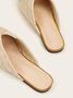 Color-block Satin Straw Weaved Vacation Flat Mules