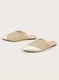 Color-block Satin Straw Weaved Vacation Flat Mules