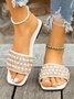 Pu Summer Casual Plain Slide Sandals