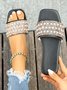 Pu Summer Casual Plain Slide Sandals