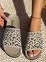 Mesh Fabric Summer Casual Leopard Slide Sandals