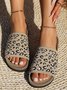 Mesh Fabric Summer Casual Leopard Slide Sandals