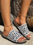 Mesh Fabric Summer Casual Leopard Slide Sandals
