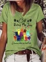 Funny Cat Cotton-Blend Loose Casual Text Letters T-Shirt