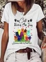 Funny Cat Cotton-Blend Loose Casual Text Letters T-Shirt