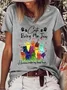 Funny Cat Cotton-Blend Loose Casual Text Letters T-Shirt
