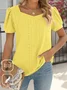 Plus Size Casual Sweetheart Neckline Knitted Plain T-Shirt