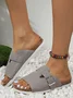 Summer Pu Plain Slide Sandals