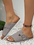 Summer Pu Plain Slide Sandals