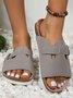 Summer Pu Plain Slide Sandals