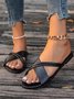 Summer Plain Pu Casual Slide Sandals