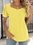 Plus Size Casual Sweetheart Neckline Knitted Plain T-Shirt