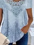 Plus Size Casual Lace Crew Neck Nationality/Ethnic Shirt